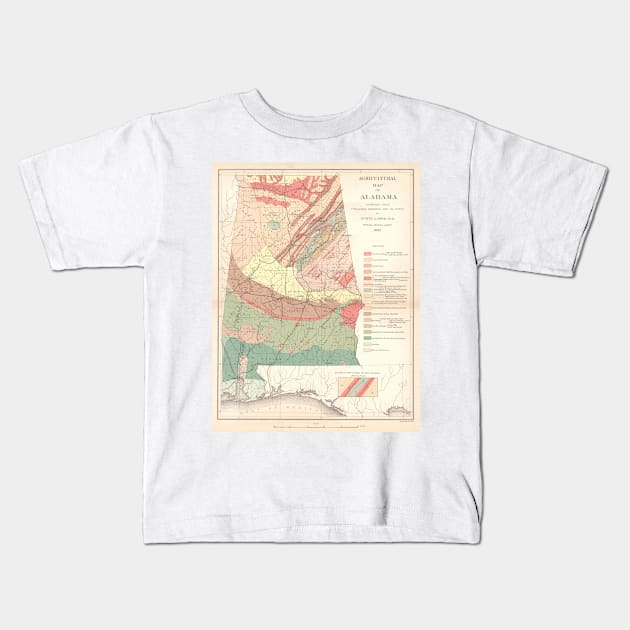 Vintage Agricultural Map of Alabama (1882) Kids T-Shirt by Bravuramedia